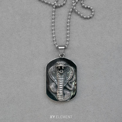 Cobra Dog Tag Ball Chain Necklace