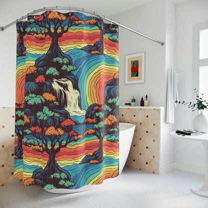Boho Rainbow Waterfall Shower Curtain
