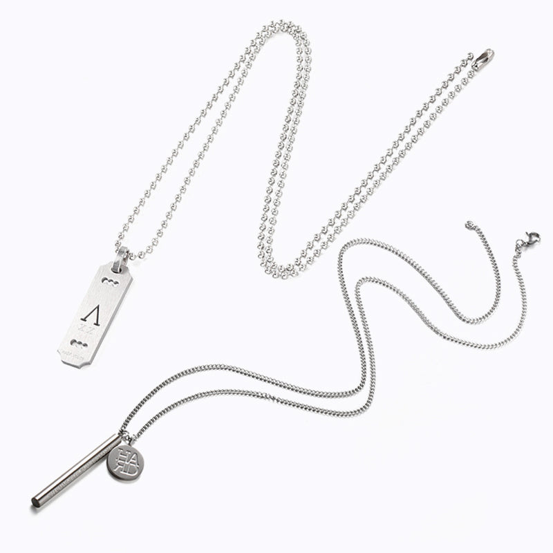 Minimalist Razor Tag Bar Elements Stainless Steel Necklace KPOP TikTok Style
