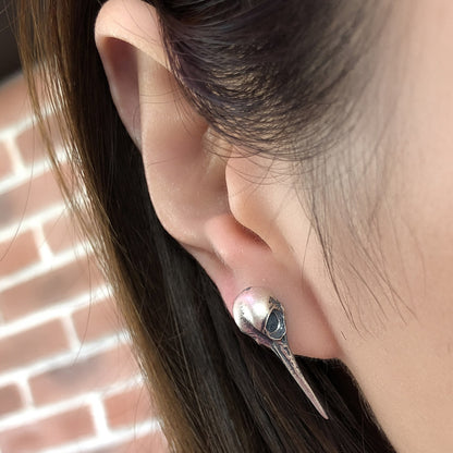 Silver Pterodactyl Skull Stud Earring