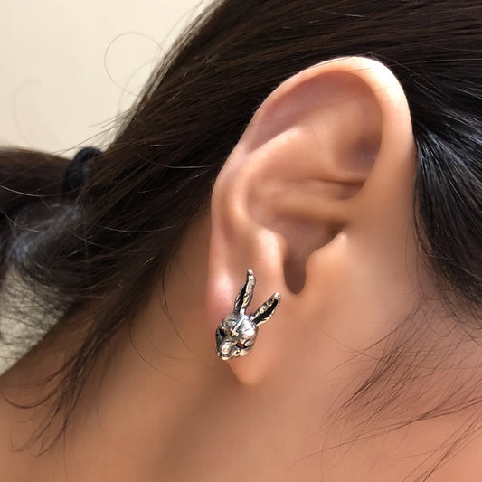 Silver Rabbit Cross Stud Earring Punk Rock Earring