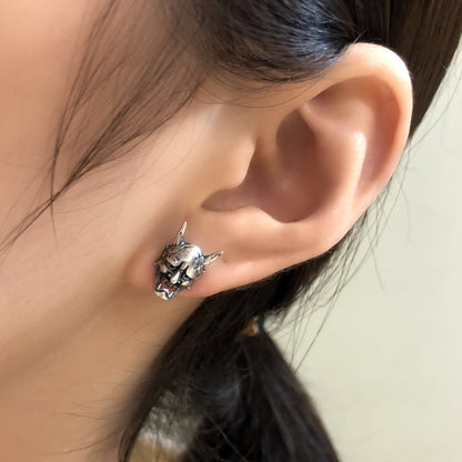 Japanese Oni Noh Hannya Mask Stud Earring Punk Rock Earring