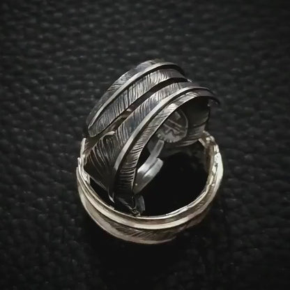 Silver Kazekiri Feather Ring 風切りフェザー Handschwingen