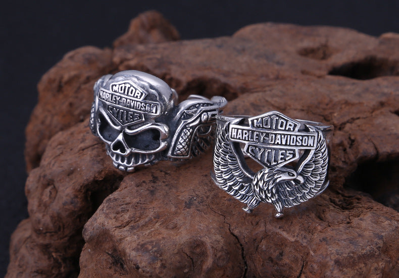 Skull Eagle Biker Ring 925 Sterling Silver