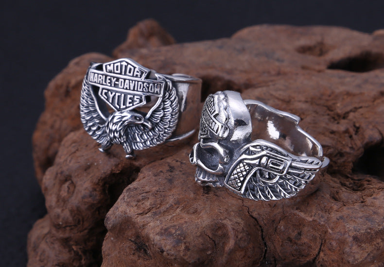 Skull Eagle Biker Ring 925 Sterling Silver