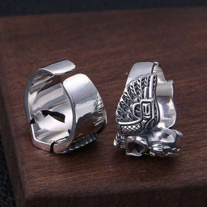 Skull Eagle Biker Ring 925 Sterling Silver