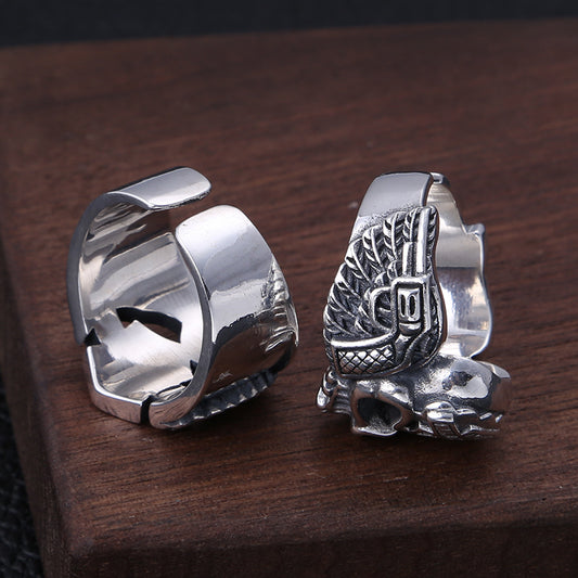 Skull Eagle Biker Ring 925 Sterling Silver