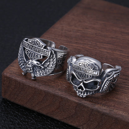 Skull Eagle Biker Ring 925 Sterling Silver