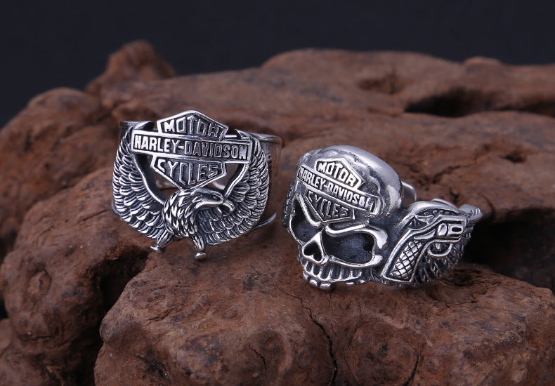 Skull Eagle Biker Ring 925 Sterling Silver