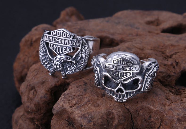 Skull Eagle Biker Ring 925 Sterling Silver