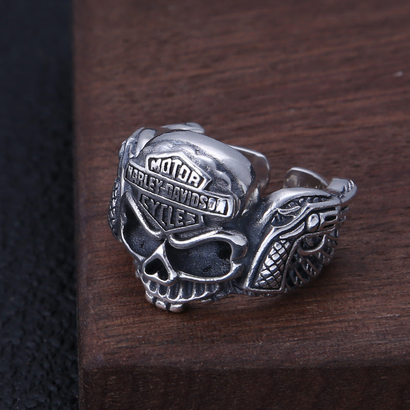 Skull Eagle Biker Ring 925 Sterling Silver