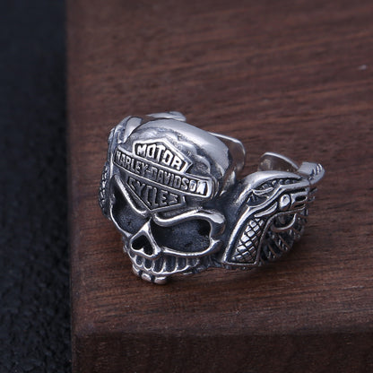 Skull Eagle Biker Ring 925 Sterling Silver