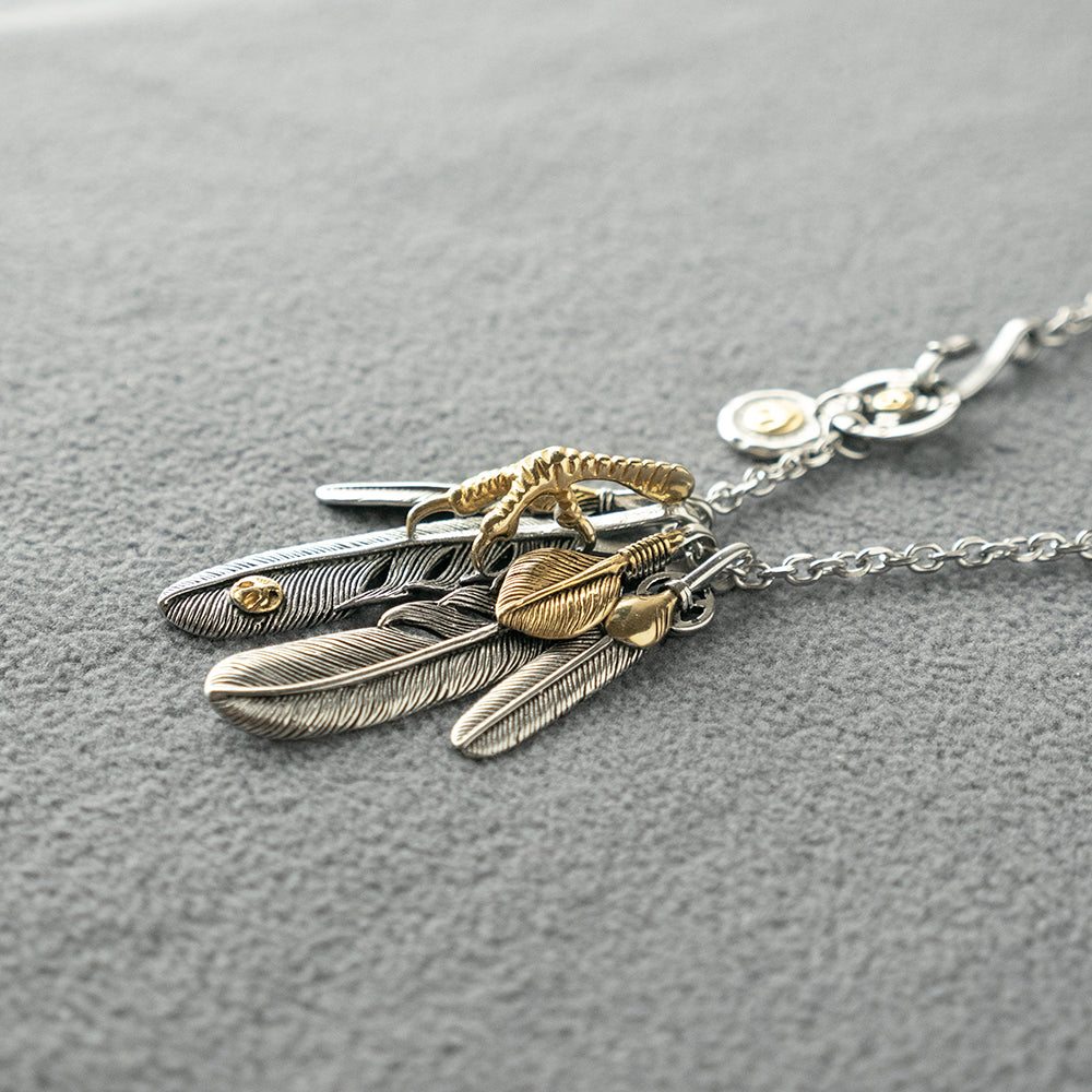 Stainless Steel Feathers Eagle Hook Chain Necklace Set