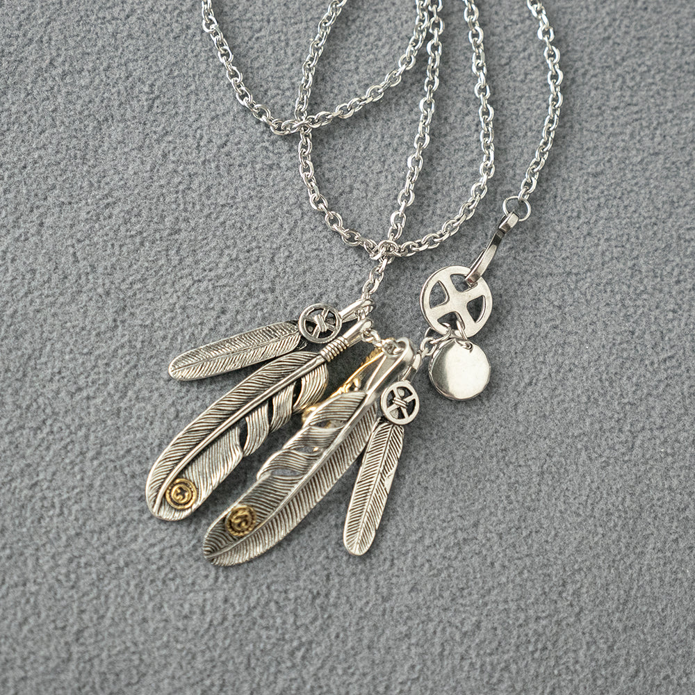 Stainless Steel Feathers Eagle Hook Chain Necklace Set