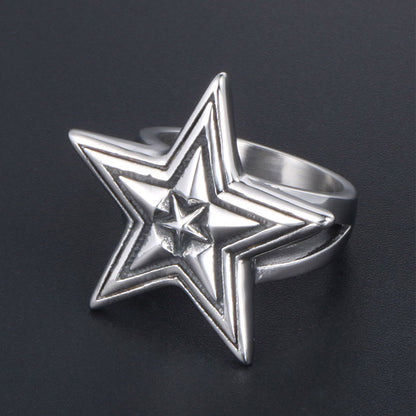 Star in Star Stainless Steel Ring