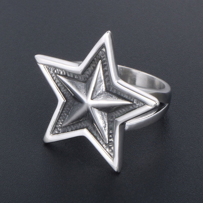 Stainless Steel Big Interlocking Star Ring