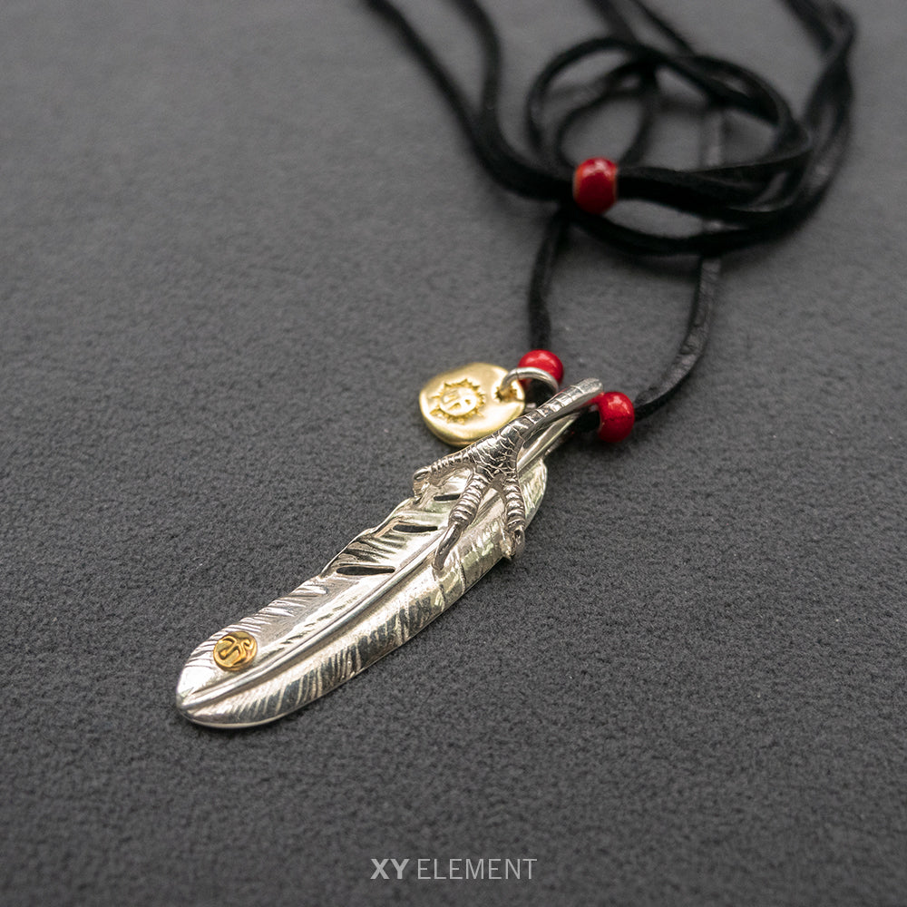 S925 Silver Eagle Claw Japanese Glass Beads Deer Leather Necklace