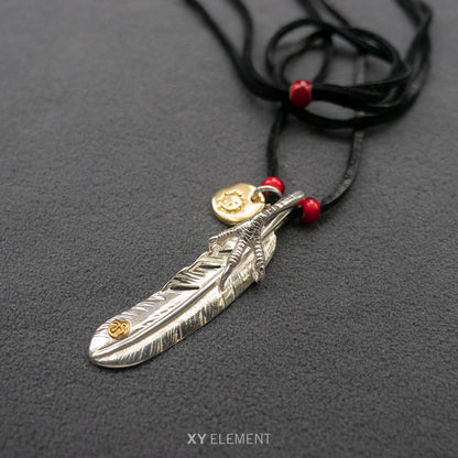 S925 Silver Eagle Claw Japanese Glass Beads Deer Leather Necklace