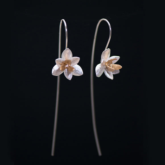 Magnolia Flower Cuore Mio Candytuft Sterling Silver Hook Earrings