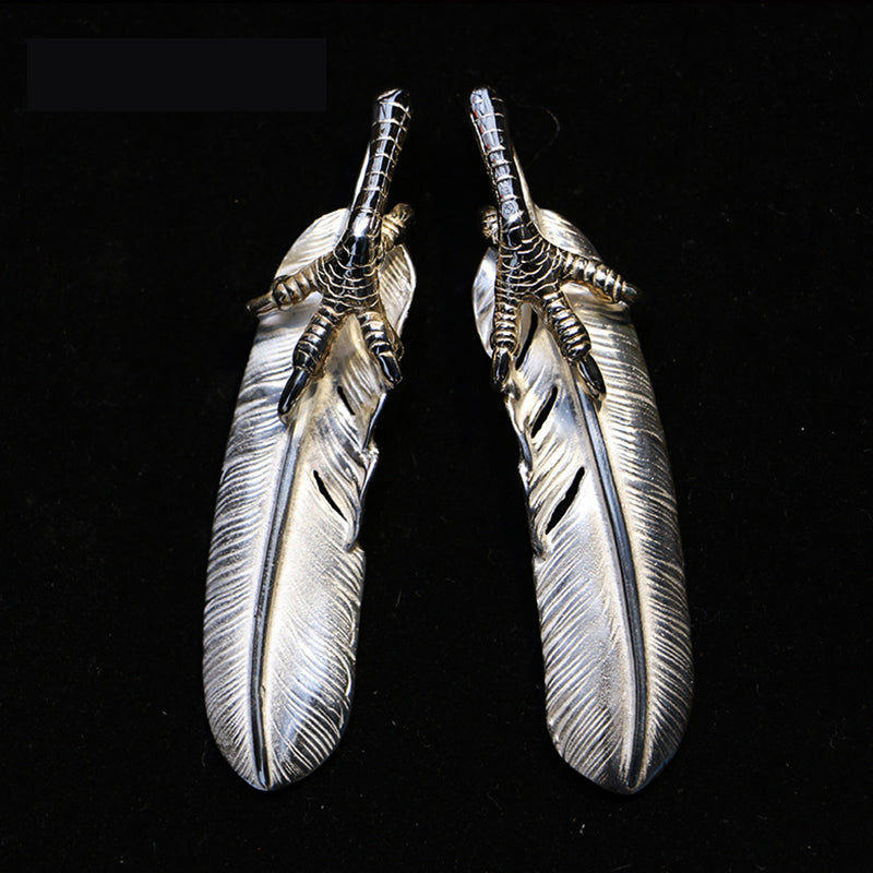 Feather with Claw Pendant, Japanese Design, Native American Inspired