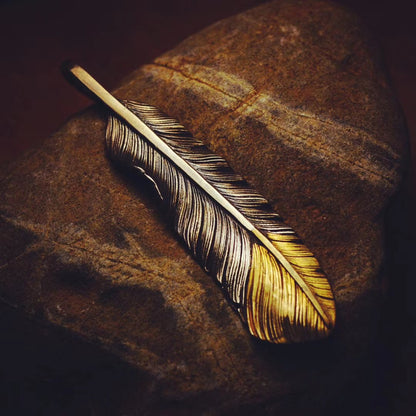 Gold Tip Red-tailed Hawk Feather