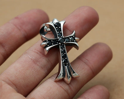 Silver Floral Cross with CZ  (Vendors)