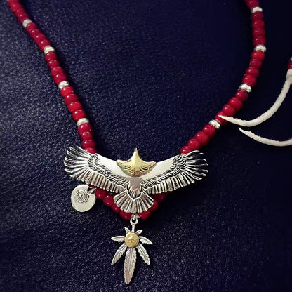 Goro's Style Native American Silver Eagle Necklace