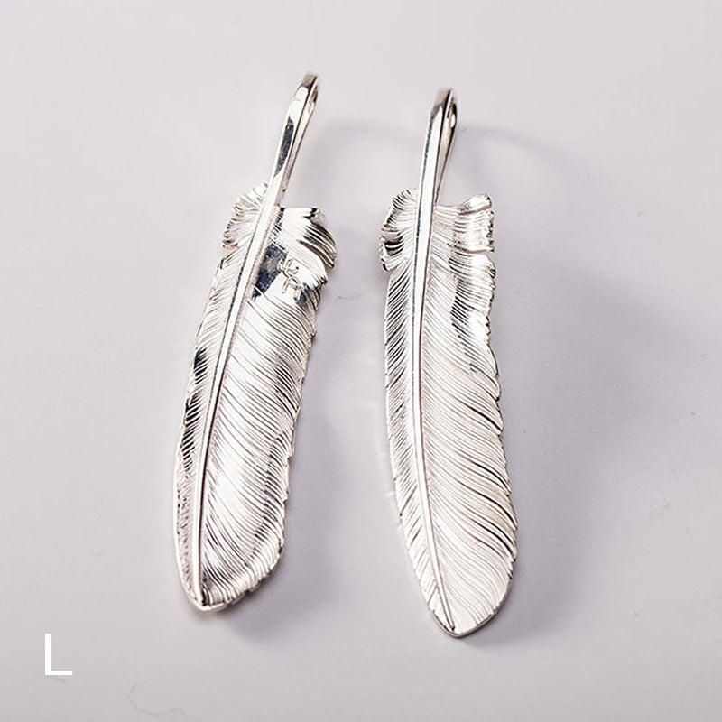 Silver Feather Pendant 18K Gold Tip Feather
