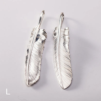 Silver Feather Pendant 18K Gold Tip Feather