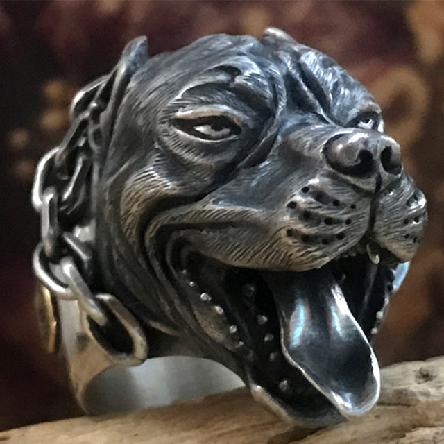 American Pit Bull Solid S925 Sterling Silver Ring