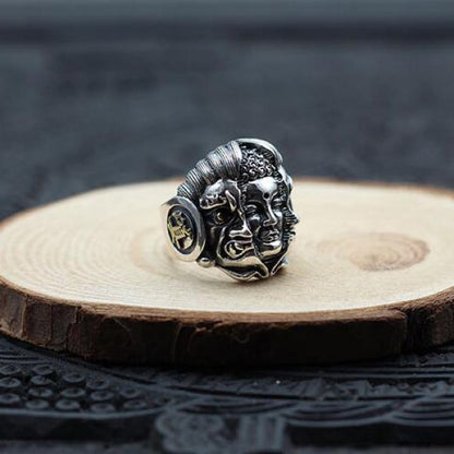 Buddha Breaking the Demon .925 Sterling Silver Ring