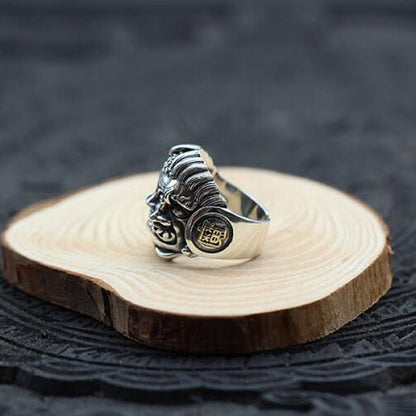 Buddha Breaking the Demon .925 Sterling Silver Ring