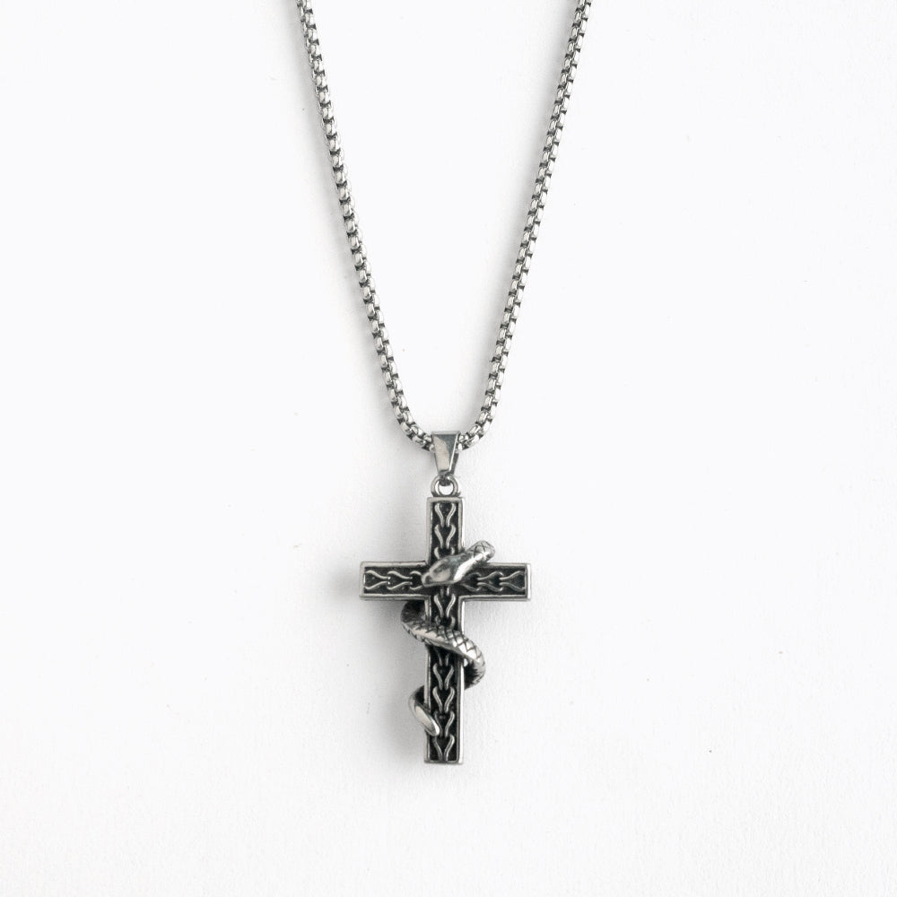 靈蛇繞十字架 項鍊 N1041