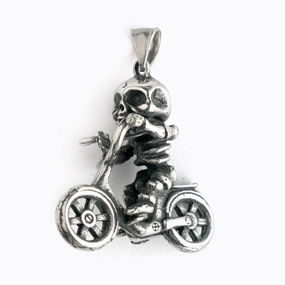 骷髏少年腳踏車吊飾項鍊 N1046