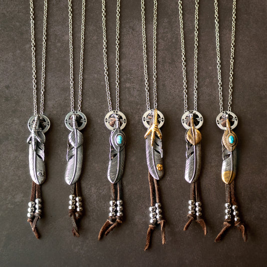 Feather with Wheel Setup Necklace