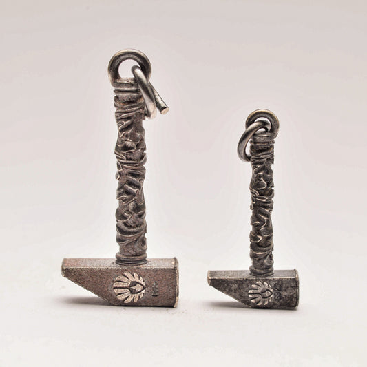 Miniature Silver Hammer Charm Arabesque Pendant