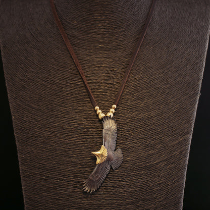 Spread Eagle (M) Leather Necklace | 925 Silver