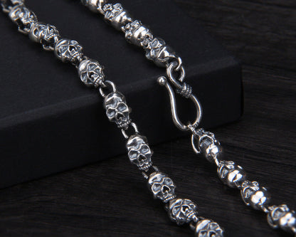 Silver Skull Link Chain Necklace