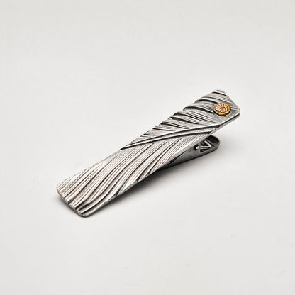 Silver Feather 18K Gold Metal Tie Clip