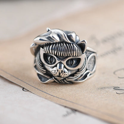 Silver Groovy Cat Ring
