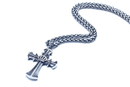Gothic Cross Crown Stainless Steel Necklace