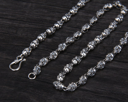 Silver Skull Link Chain Bracelet
