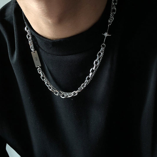 Mini Cross Layered Chain Stainless Steel Necklace KPOP TikTok Style