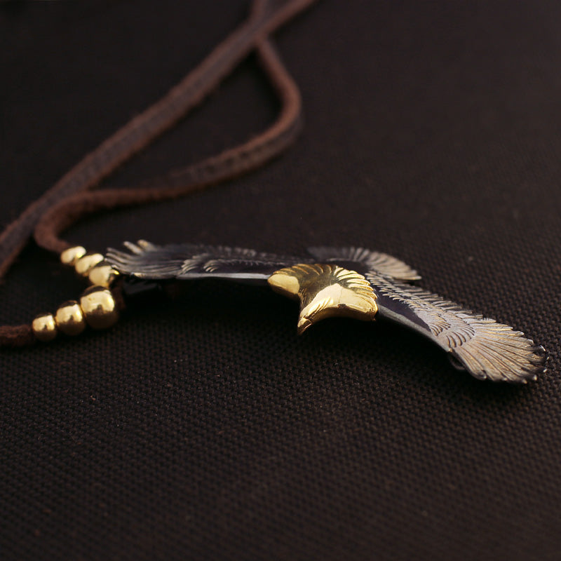 Spread Eagle (M) Leather Necklace | 925 Silver