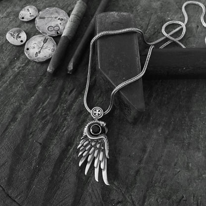 Medieval Silver Wing Pendant Necklace