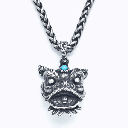 Ancient Imperial Guardian Lion Stainless Steel Necklace