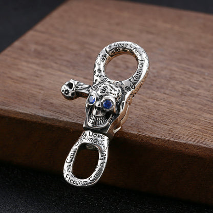 Skull Doodle Keychain Solid S925
