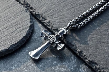 Gothic Cross Crown Stainless Steel Necklace