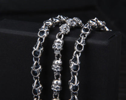 Silver Skull Link Chain Necklace