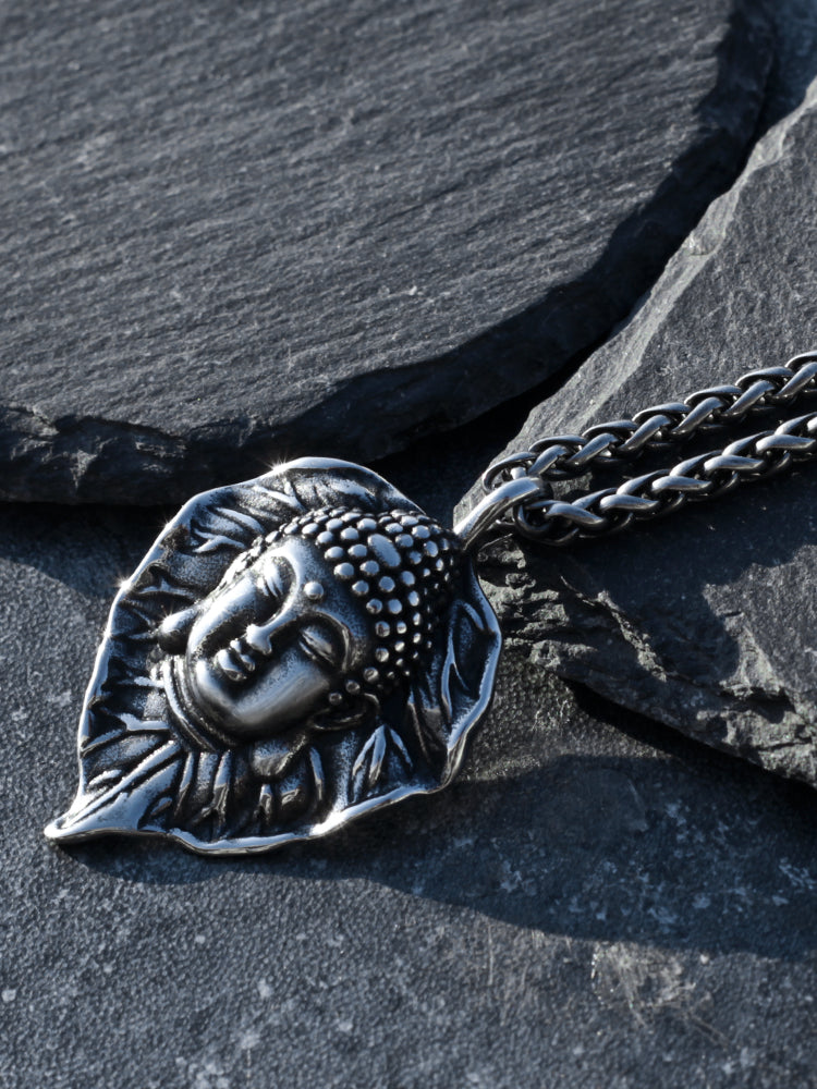 Buddha Śākyamuni Bodhi Leaf Stainless Steel Necklace